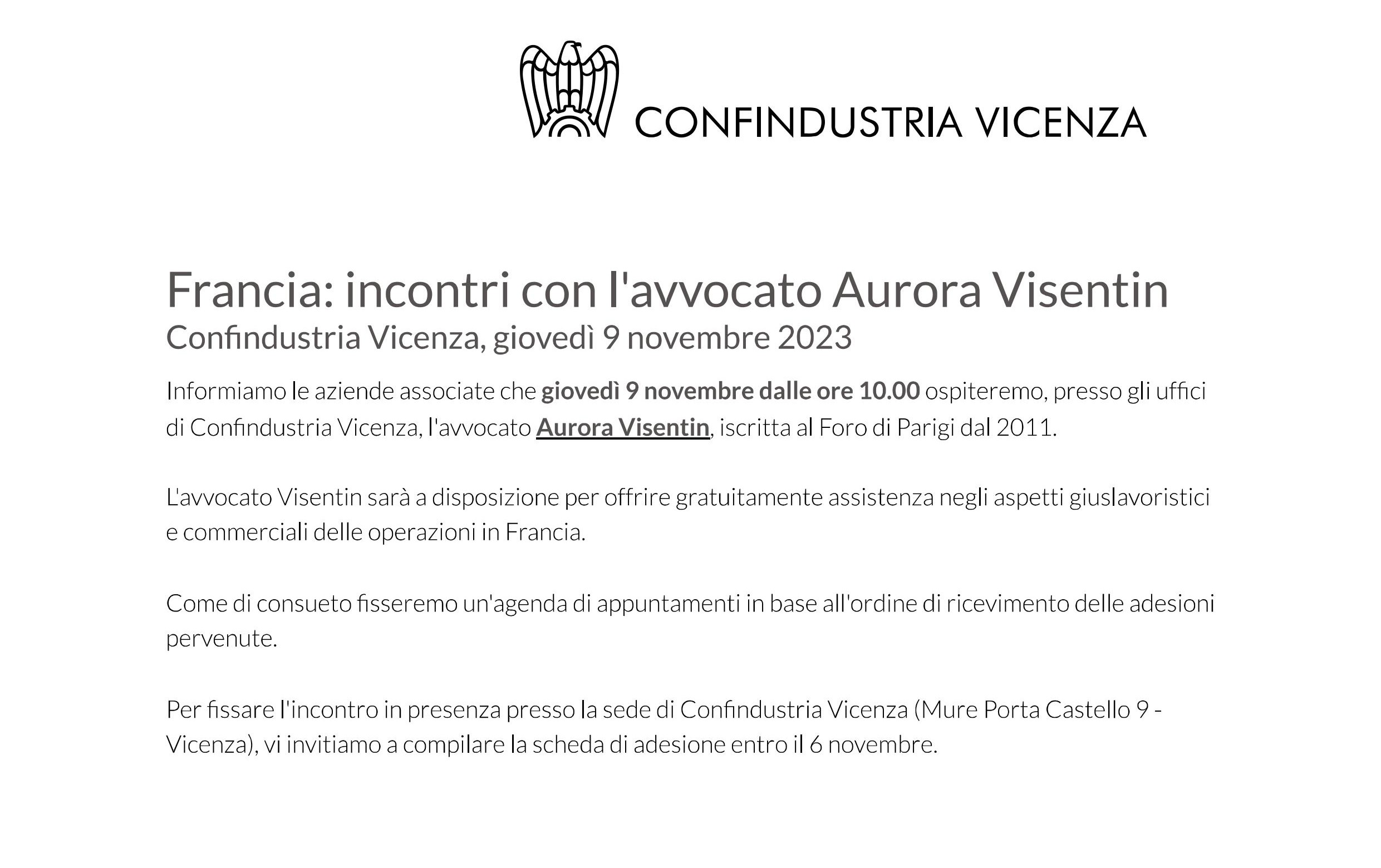 Incontro con le imprese in Confindustria Vicenza