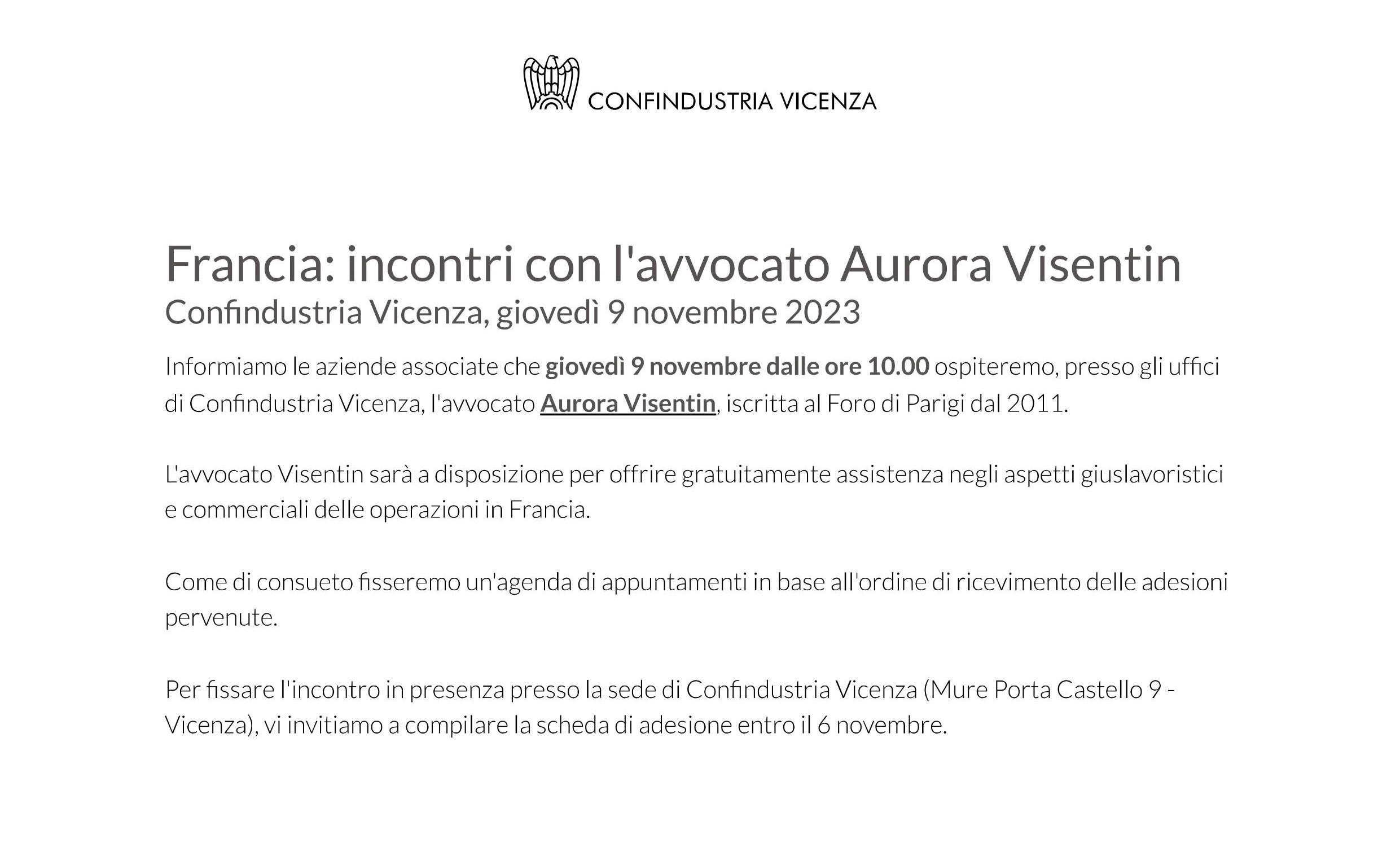 9 Novembre 2023: Confindustria Vicenza