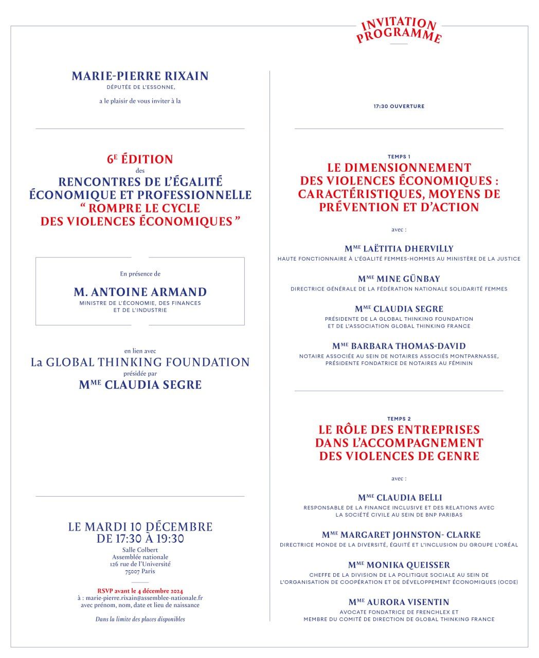 10 Dicembre 2024 Intervento all’Assemblée Nationale